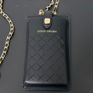 Chanel Coco Crush Black Leather Crossbody Phone & Card Holder. NWT in Box. GWP
